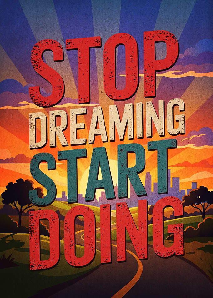 Stop Dreaming Start Doing Motivational Poster