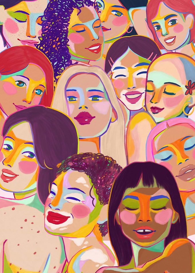 Colorful Diverse Women Portrait Collage