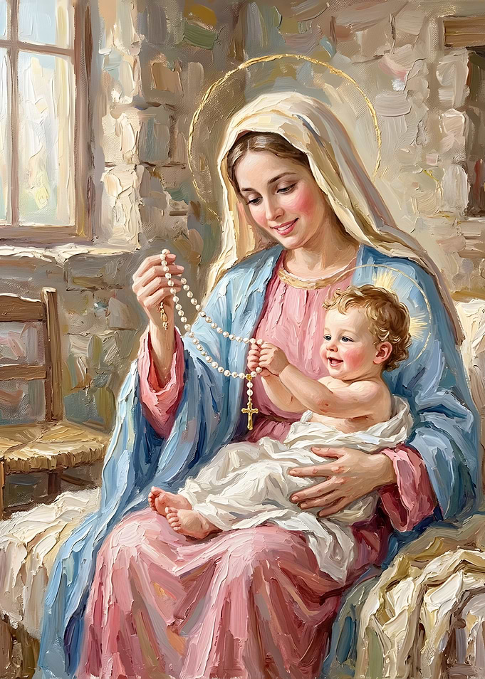 Virgin Mary and Baby Jesus Painting