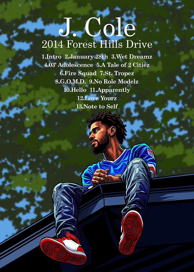 J. Cole 2014 Forest Hills Drive Poster