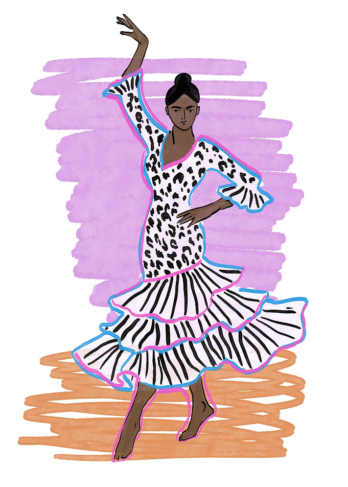 Flamenco Dancer in Animal Print Dress