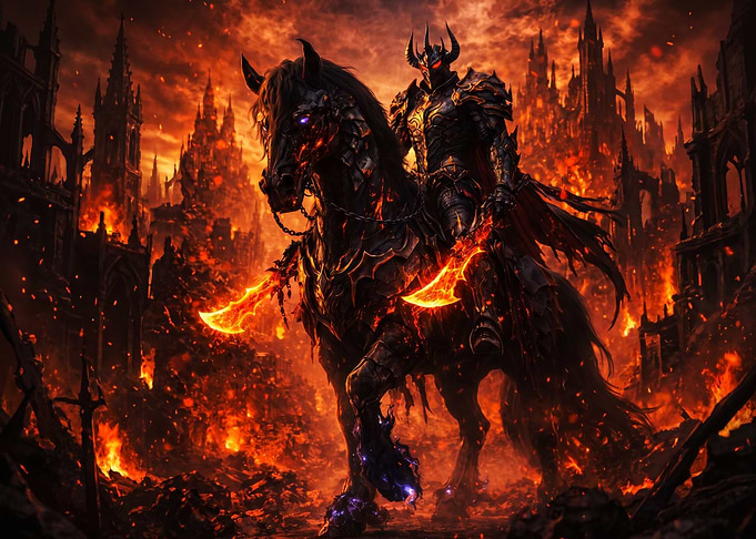 Dark Knight on Fiery Steed