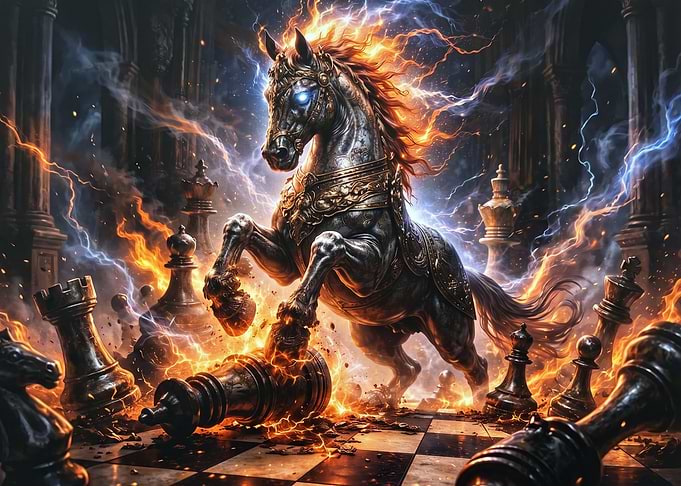 Fiery Chess Knight Rampage