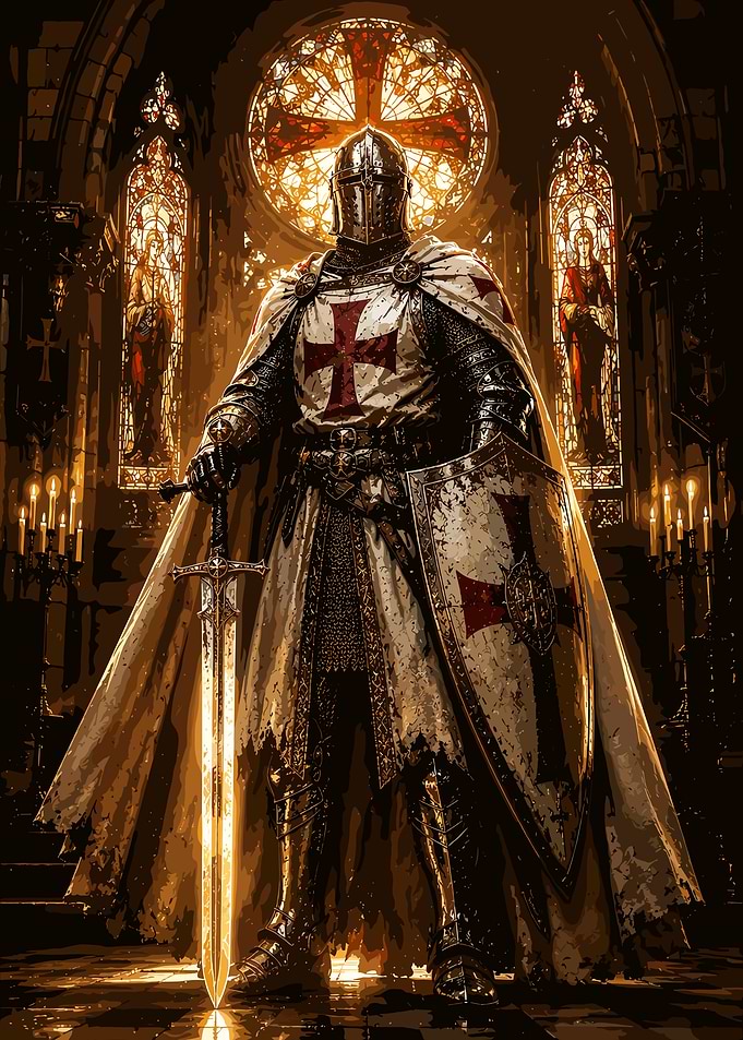 Crusader Knight in Cathedral