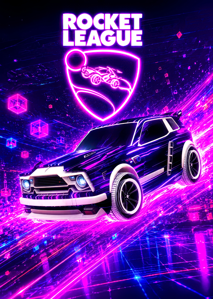 Rocket League Neon Cyberpunk Car Poster