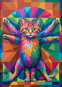 Vitruvian Cat Pop Art