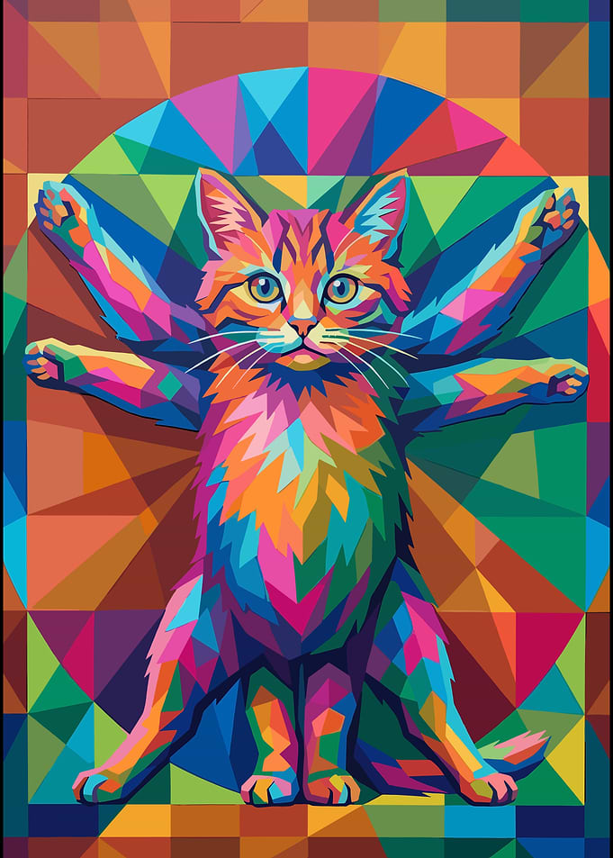 Vitruvian Cat Pop Art