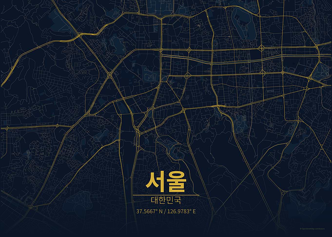 Minimalist Seoul City Map Poster