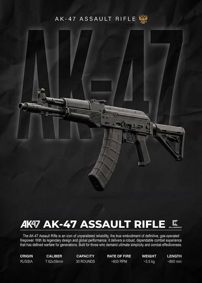 AK-47 Assault Rifle Technical Poster