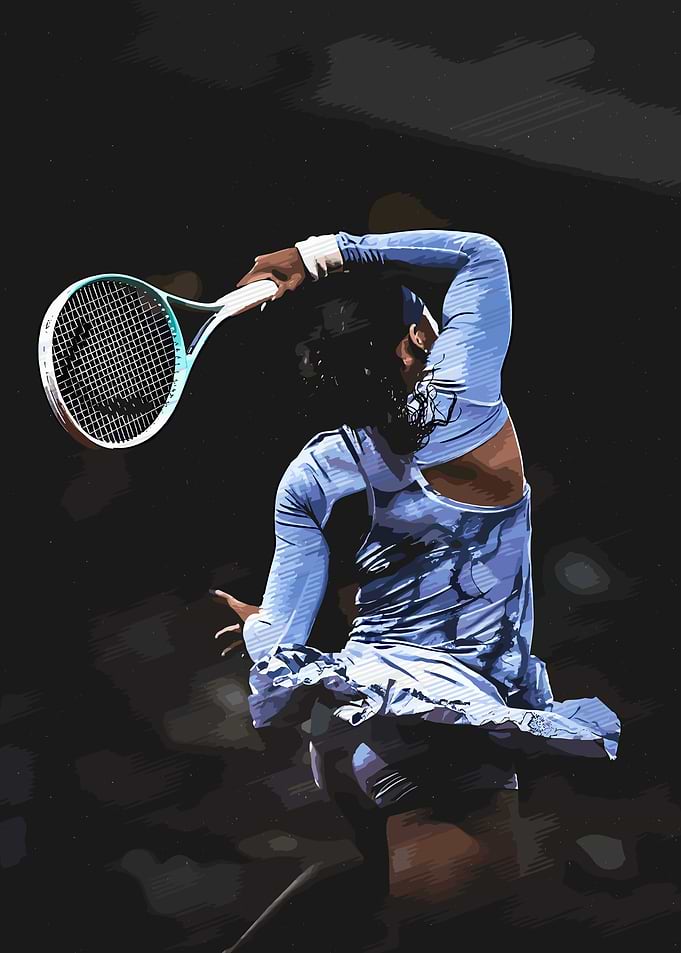 Serena Williams Tennis Action Illustration