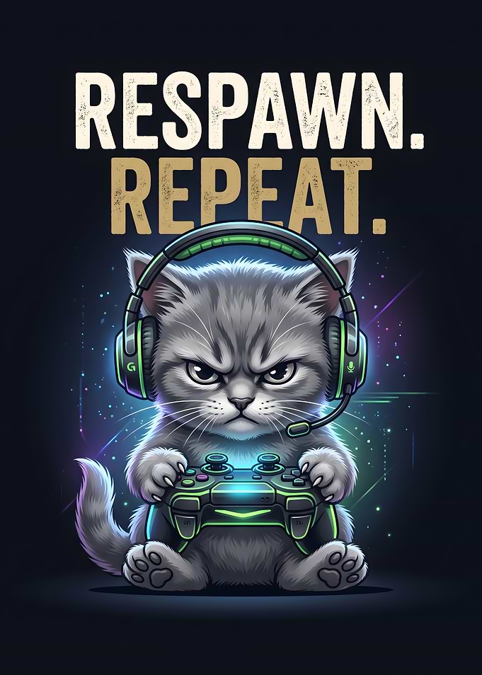 Gamer Kitten Respawn Repeat