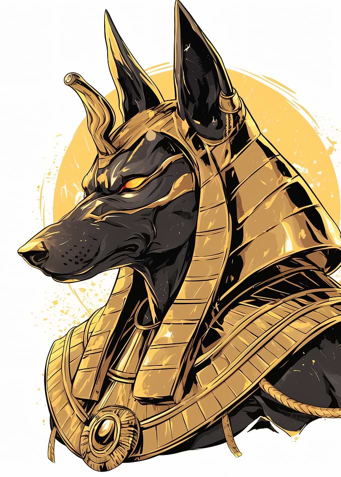 Anubis Egyptian God Golden Portrait