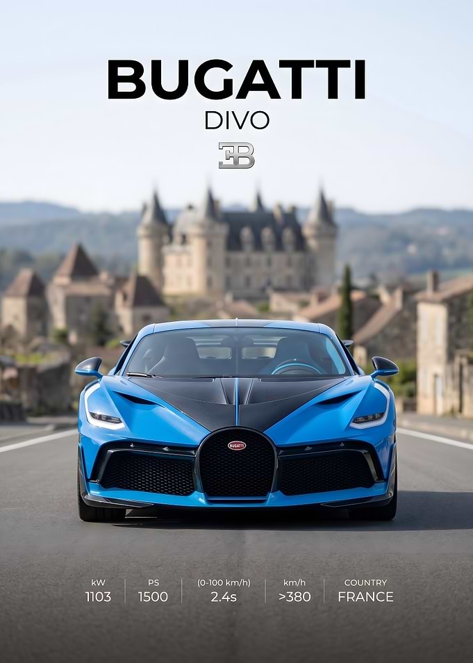 Bugatti Divo Supercar Poster