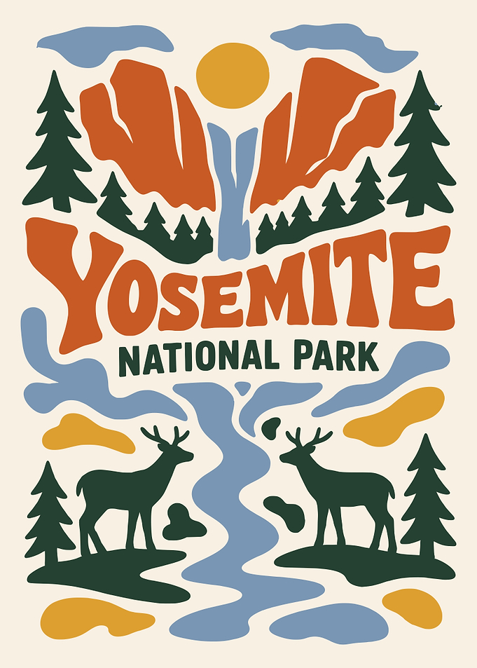 Yosemite National Park Retro Poster
