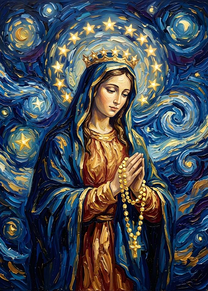 Virgin Mary with Rosary Painting