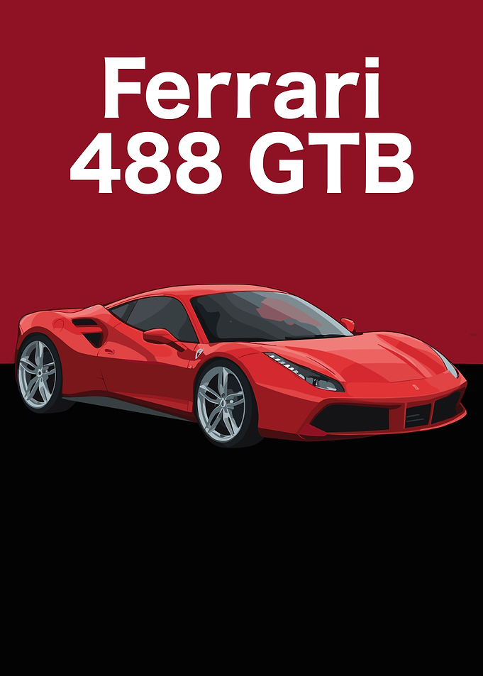 Ferrari 488 GTB Minimalist Poster