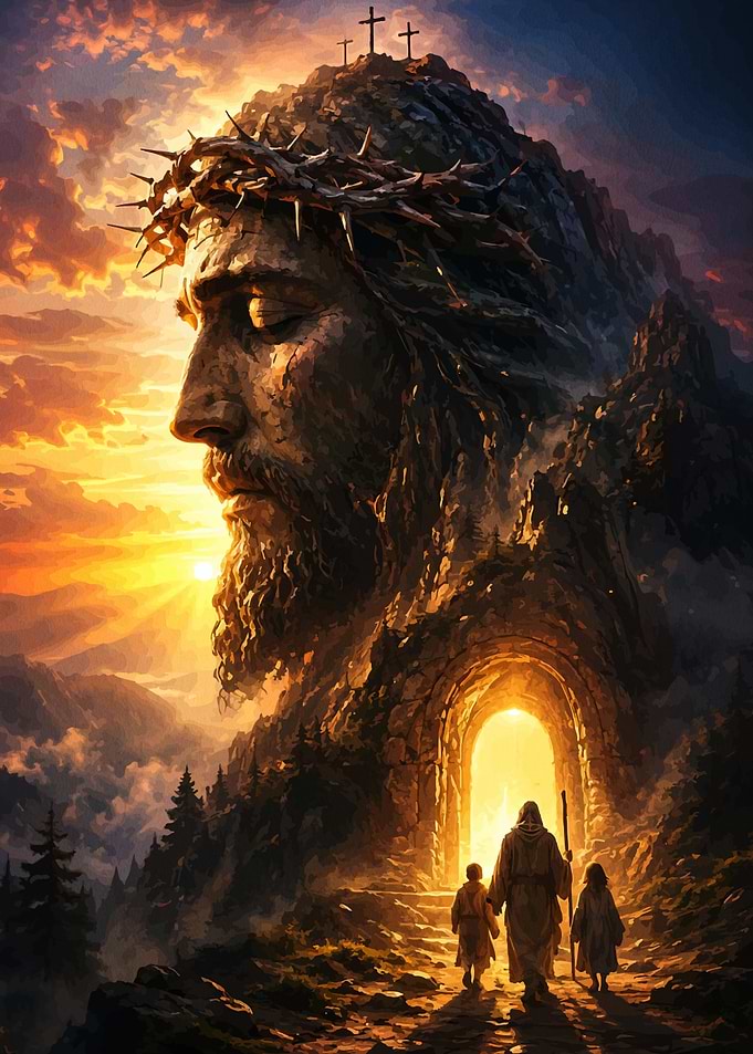 Jesus Christ Guiding Children to Light