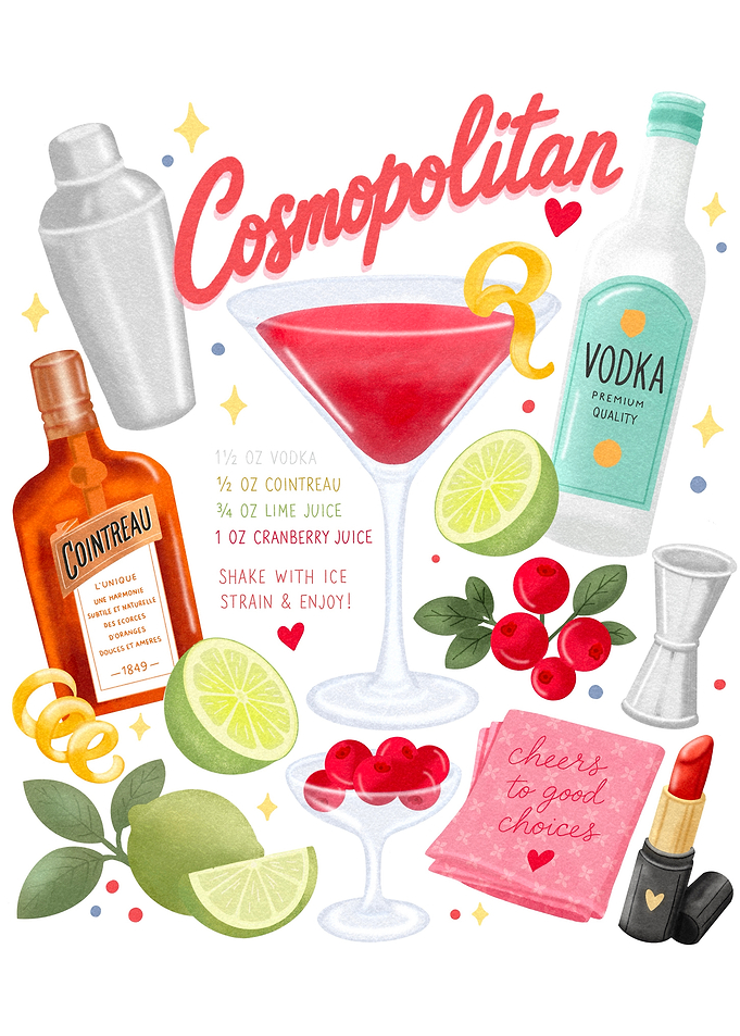 Cosmopolitan Cocktail Recipe Illustration