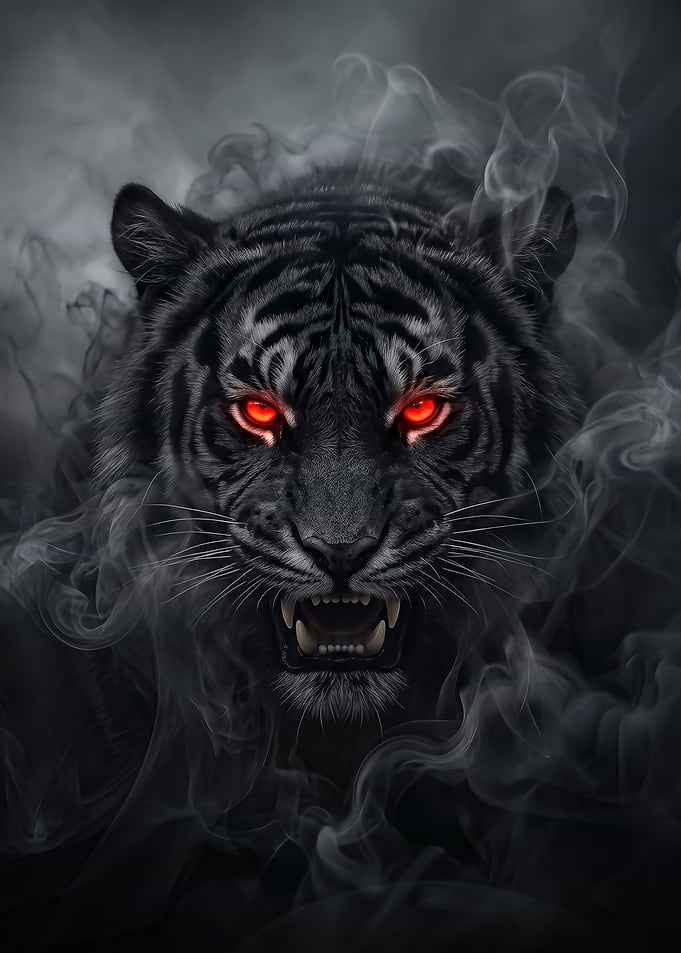 Fierce Black Tiger with Glowing Eyes poster
