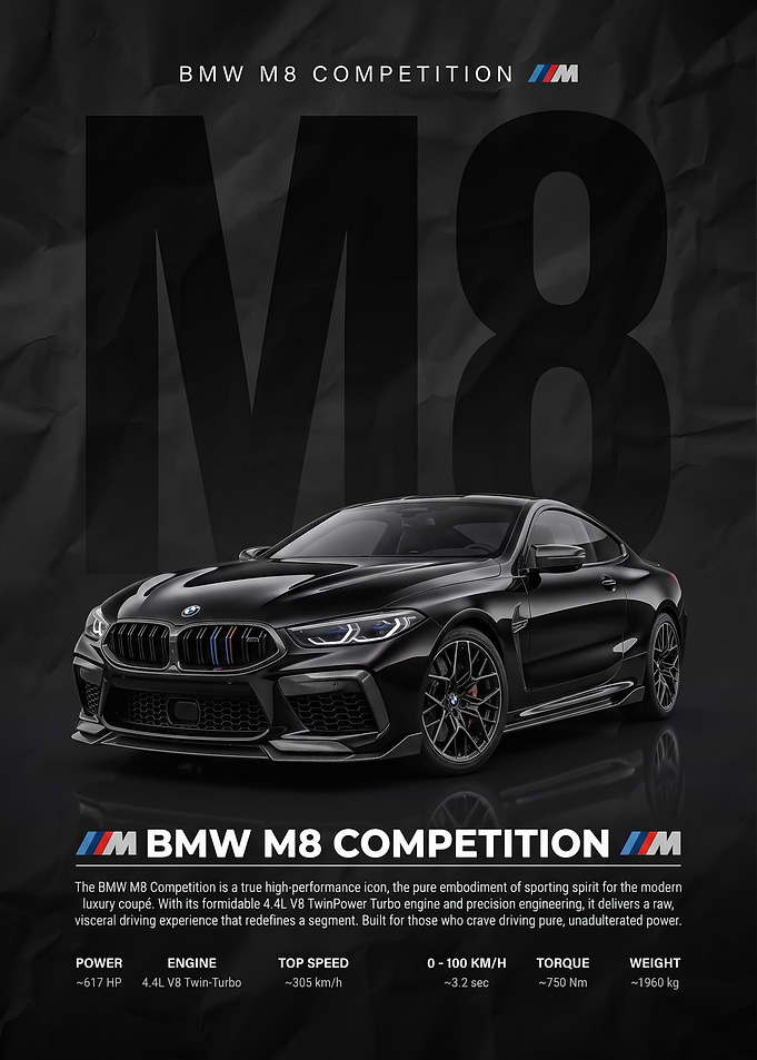 black sleek M8 Competition car Poster