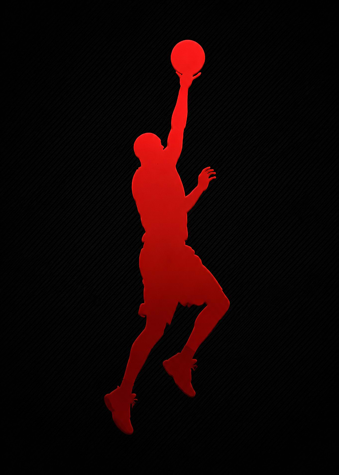 Red Basketball Player Silhouette