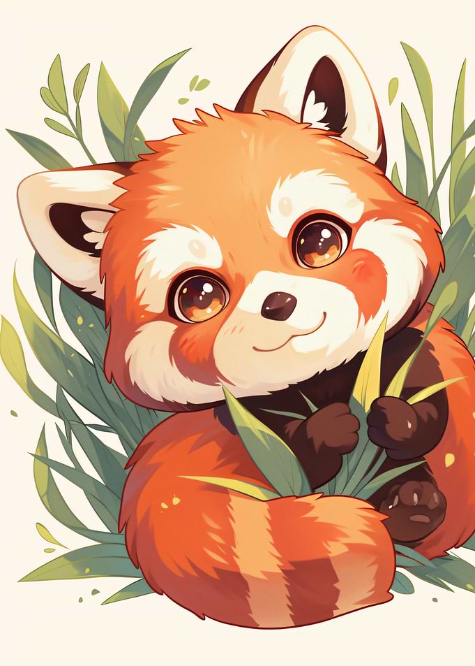 Cute Red Panda in Grass