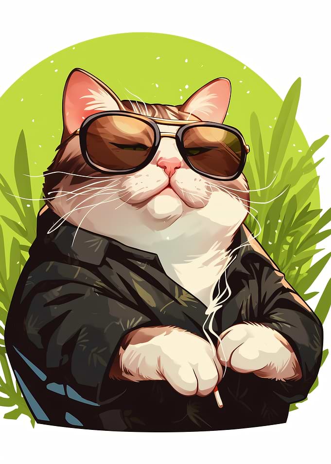 Cool Cat in Sunglasses and Shirt