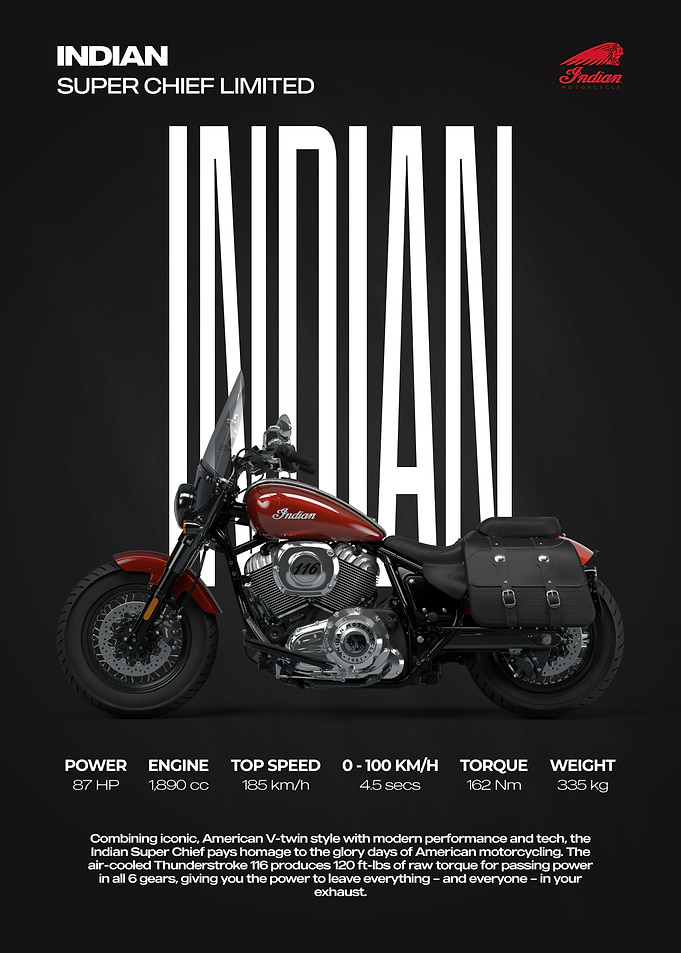 Indian Super Chief Limited Motorcycle Poster