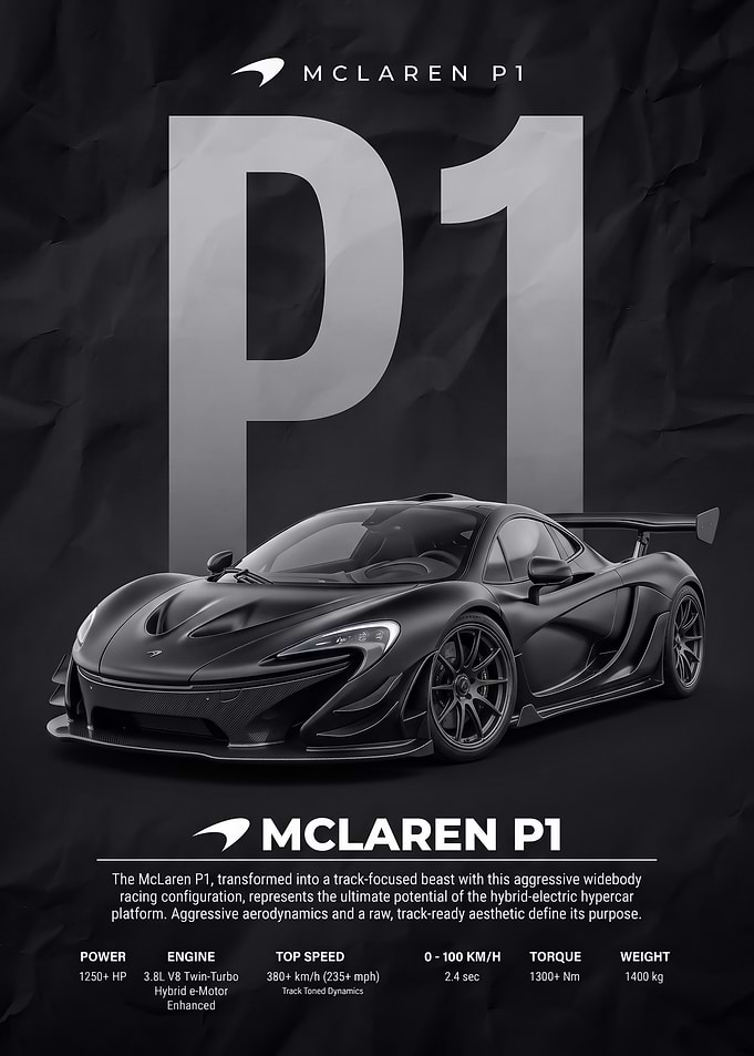 black car P1 Hypercar car Poster