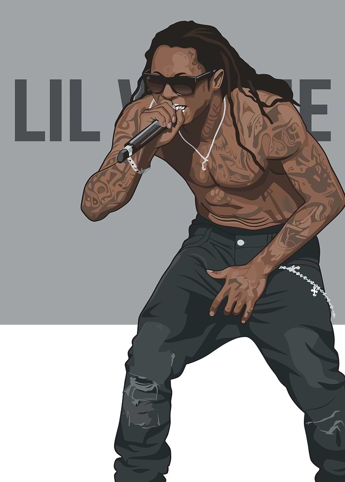 Lil Wayne Rap Performance Illustration