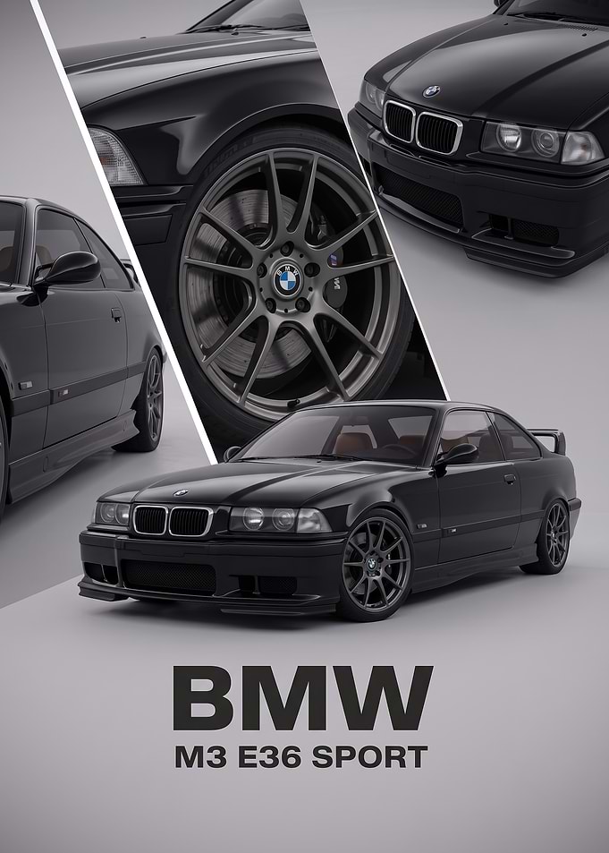black art M3 E36 Sport car Poster