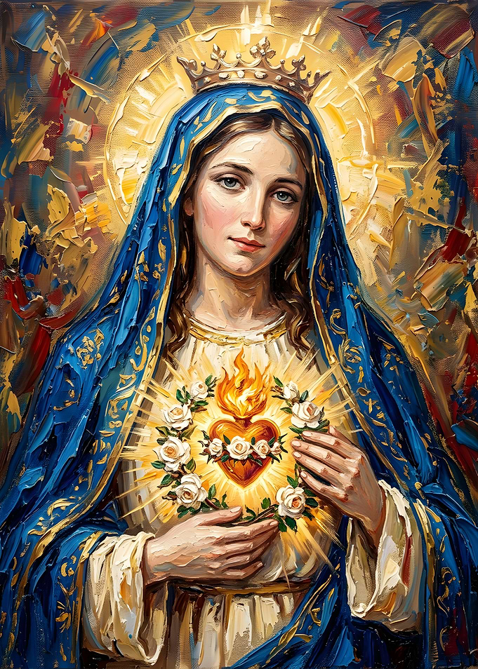 Immaculate Heart of Mary Oil Painting