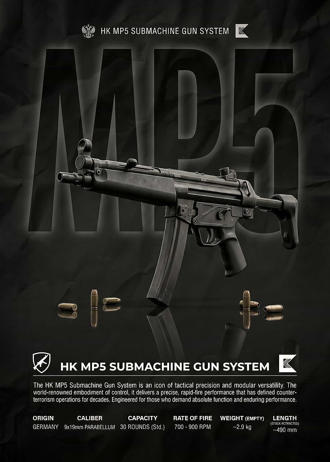 HK MP5 Submachine Gun Technical Poster