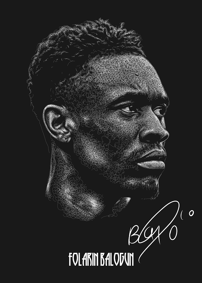 Folarin Balogun Scribble Art Portrait