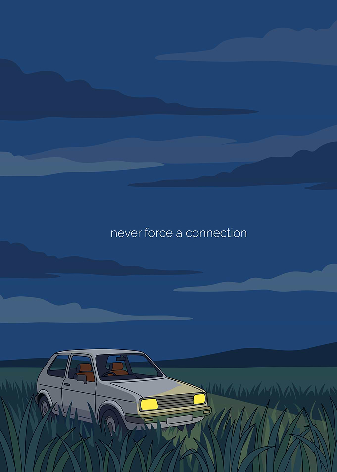 Minimalist Car in Field at Night