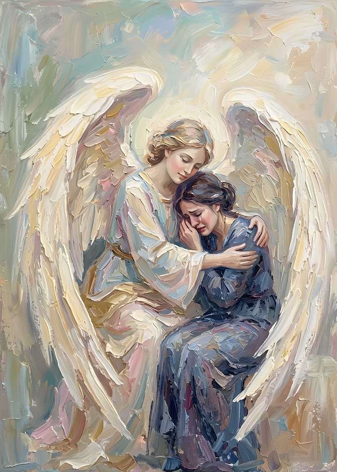 Angel Comforting a Crying Woman
