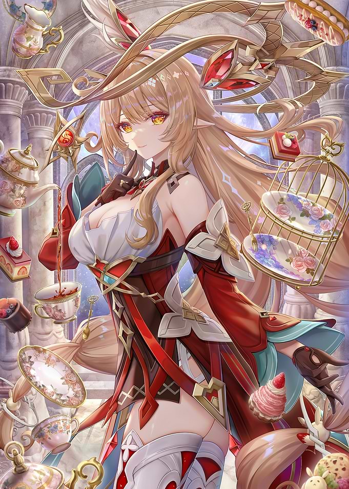 Girl with Tea Party Elements