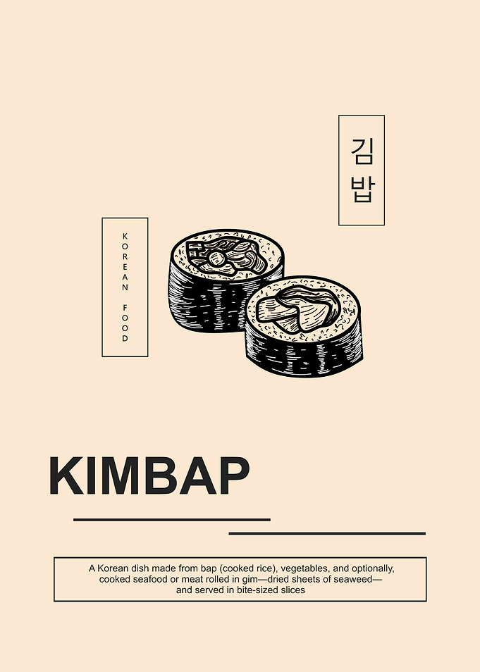 Minimalist Kimbap Korean Food Poster