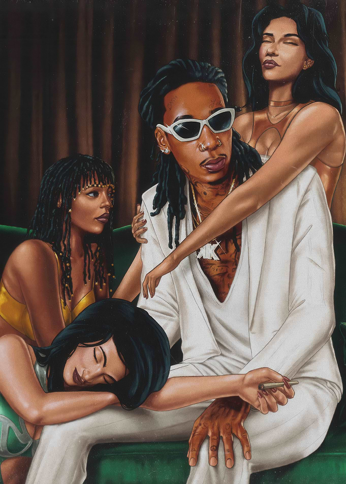 Wiz Khalifa Portrait with Women