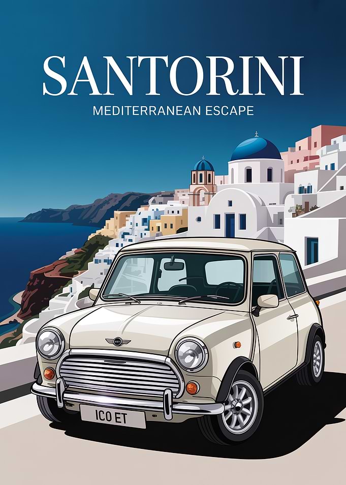Santorini Mediterranean Escape Travel Poster