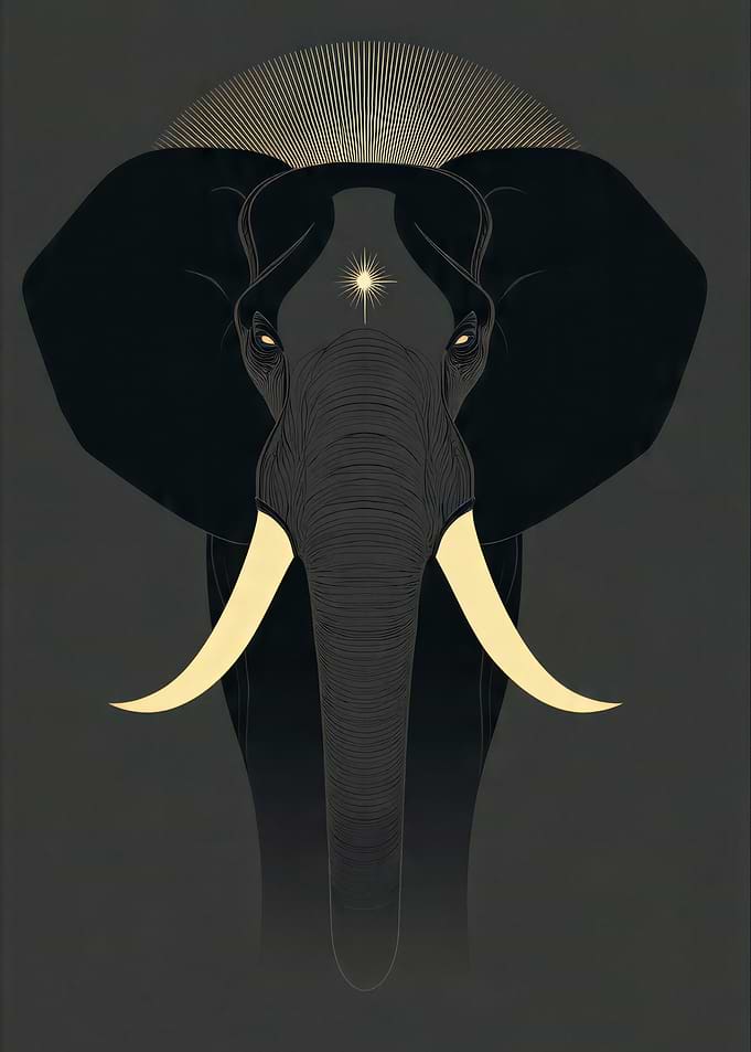 Minimalist Celestial Elephant Portrait