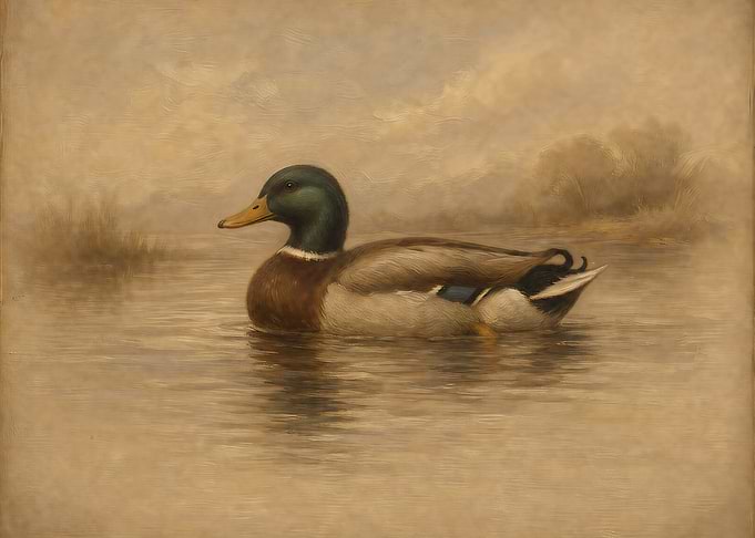 Vintage Mallard Duck Painting