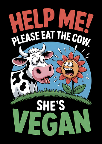 Funny Vegan Cow Cartoon Graphic