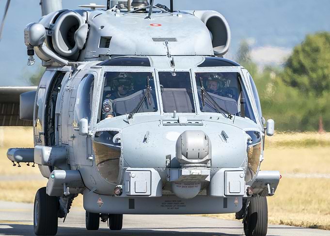 Military Helicopter SH-60 SEAHAWK Taxiing on Runway