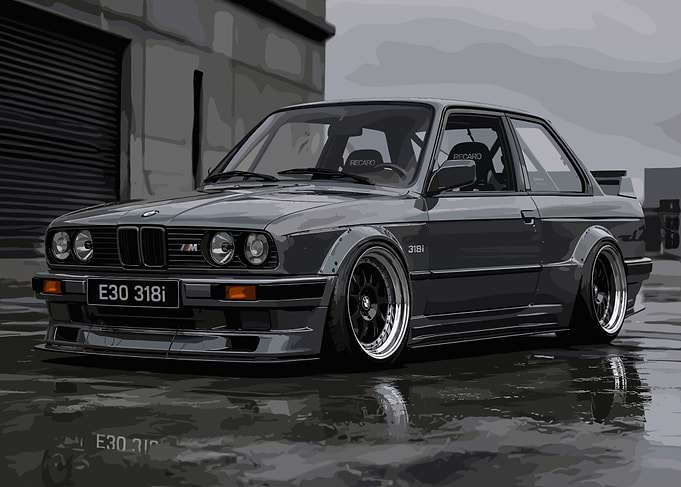 Modified Grey BMW E30 318i