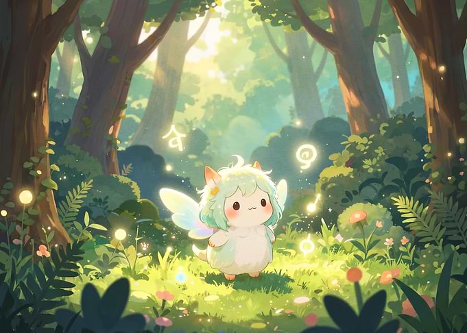 Cute Fairy Creature in Enchanted Forest