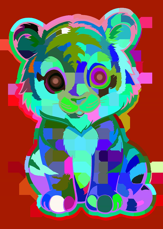 Colorful Pop Art Baby Tiger