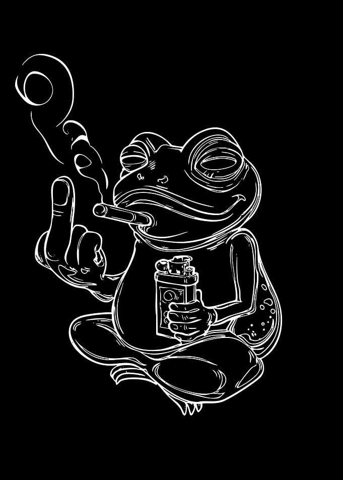 Smoking Frog Giving The Finger