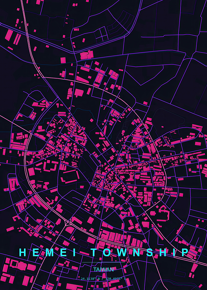 Hemei Township Taiwan Map Poster