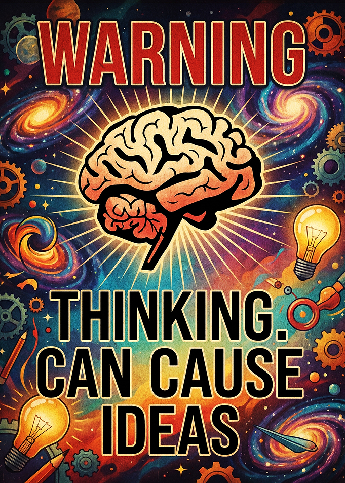 Warning Thinking Can Cause Ideas Poster